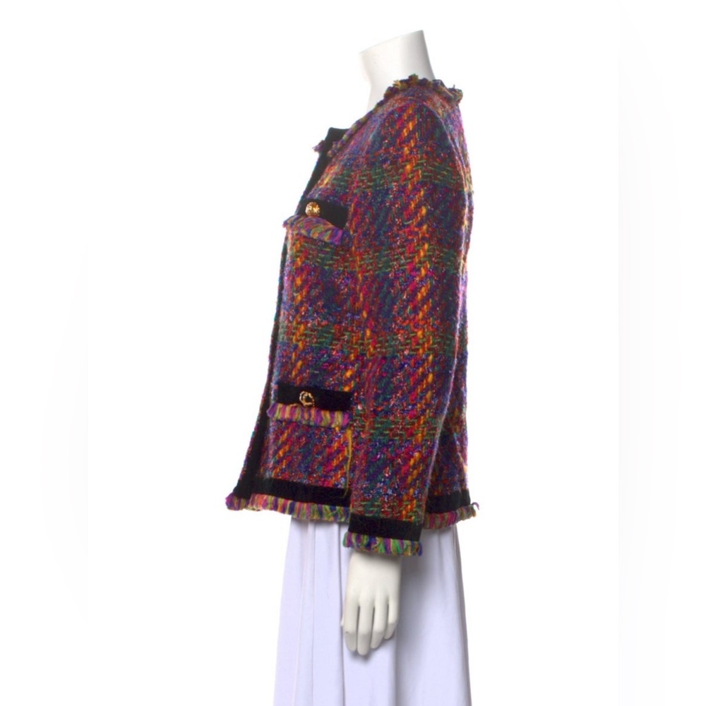 RARE Escada multicolored tweed gold button blazer - Picture 6 of 7